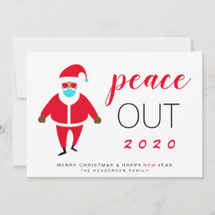 Peace out 2020 Black Santa in Mask Funny jul Julkort