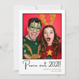 Peace out 2021-Roligt par Photo-jul Julkort