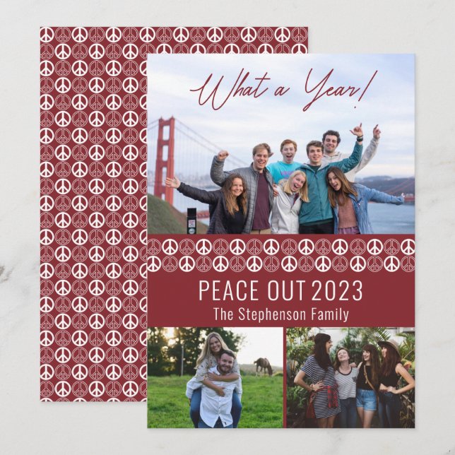 Peace out 2023: A Year 3 Photo Collage - Berry Julkort (Fram/baksida)