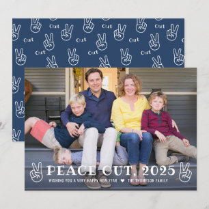Peace out 2023 Navy Gott nytt år Funny Photo Julkort