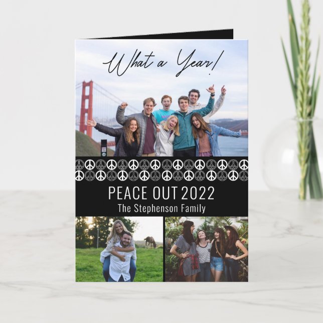 Peace out 2023 What A Year 3 Photo Collage - Black Helgkort (Framsida)