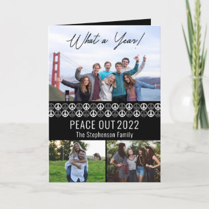 Peace out 2023 What A Year 3 Photo Collage - Black Helgkort