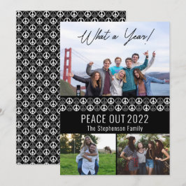 Peace out 2023 What A Year 3 Photo Collage - Black Julkort