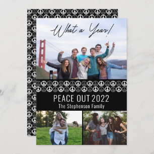 Peace out 2023 What A Year 3 Photo Collage - Black Julkort