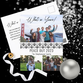 Peace out 2023 What A Year 3 Photo Collage - BW Helg Vykort
