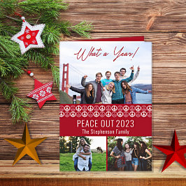 Peace out 2023 What A Year 3 Photo Collage - Red Helgkort