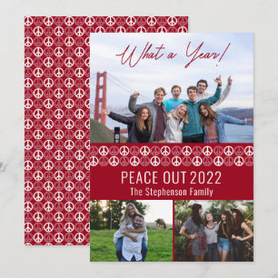 Peace out 2023 What A Year 3 Photo Collage - Red Julkort