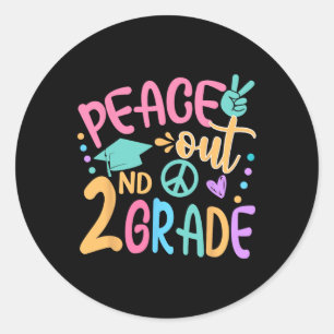 Peace out 2:a Klass Adjö, Hej i skolan, sommar Runt Klistermärke