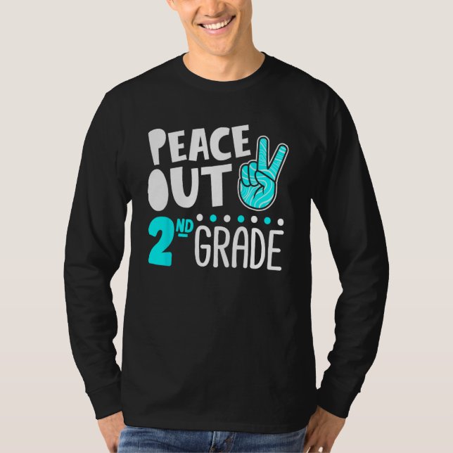 Peace Out 2nd Grade Graduation Last Day School Boy T Shirt (Framsida)