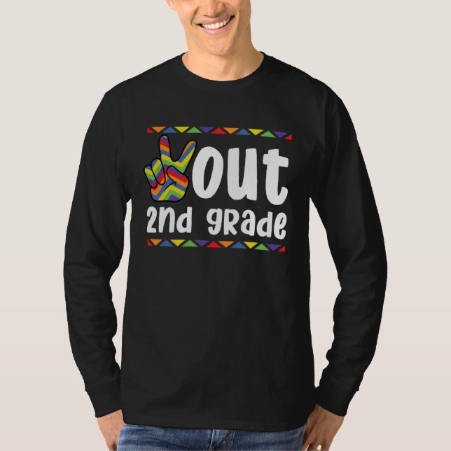 Peace Out 2nd Grade Last Day Of School Graduation  T Shirt (Framsida)
