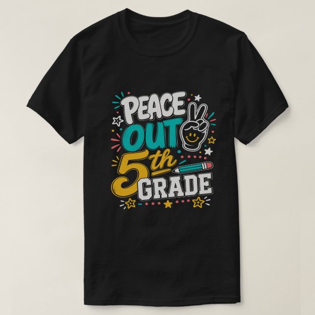 Peace Out 5:e klass Retro funkis | Klass 2026 T Shirt (Design framsida)