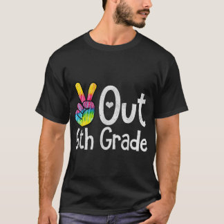 Peace Out 6e Klass Tie Dye Studenten, klass 20 T Shirt