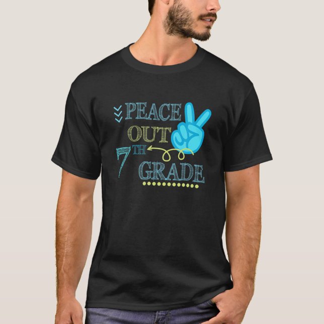 Peace out 7:e Klass - Lundare slut på skolårskurva T Shirt (Framsida)