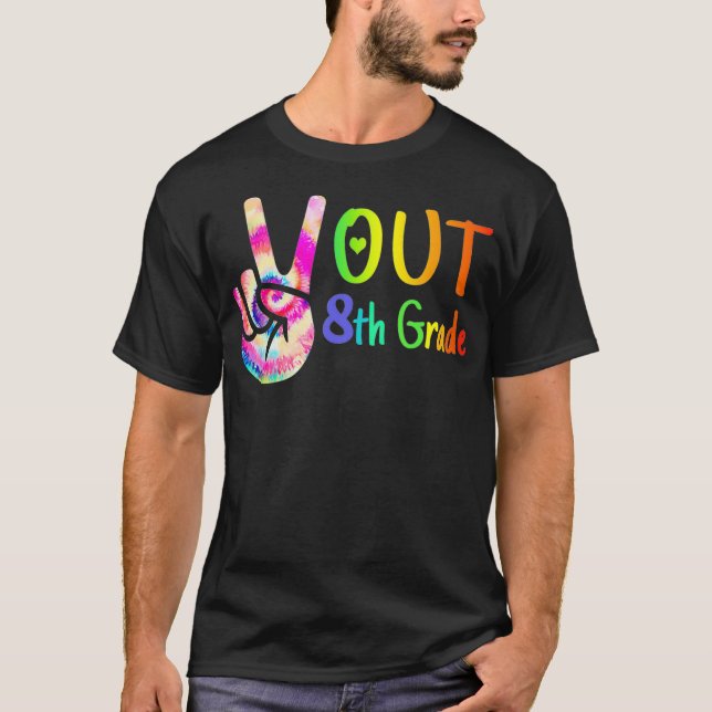 Peace out 8th Klass Tie Dye Studenten 20 T Shirt (Framsida)