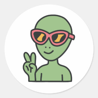 Peace out Alien Runt Klistermärke