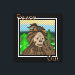 Peace out | Bigfoot Sasquatch Pop Art Canvastryck<br><div class="desc">Hand plockade Bigfoot eller Sasquatch teckning i en retro pop art stil som håller upp ett fredstecken.</div>