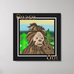 Peace out Bigfoot Sasquatch Pop Art Canvastryck