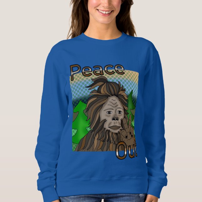 Peace out Bigfoot Sasquatch T Shirt (Framsida)