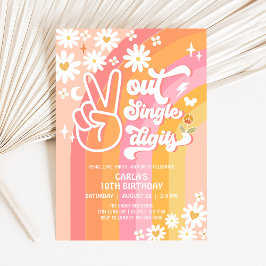 Peace Out Ensamma Siffror 10-års Mysiga Födelsedag Inbjudningar