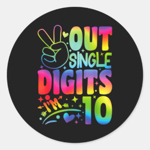 Peace Out Ensiffriga Jag Är 10 Siffror Tie Dye Föd Runt Klistermärke
