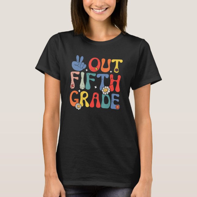 Peace Out Fifth 5th Grade  Elementary School Gradu T Shirt (Framsida)