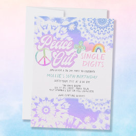 Peace Out Groovy Tie Dye 10:e Födelsedagsfesten Inbjudningar