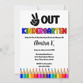Peace Out Kindergarten Roligt Colorful Studenten Inbjudningar
