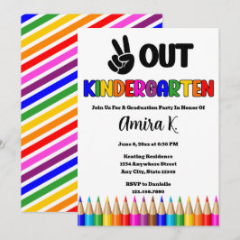 Peace Out Kindergarten Roligt Colorful Studenten Inbjudningar