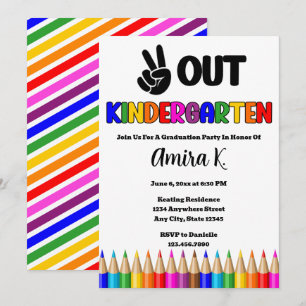 Peace Out Kindergarten Roligt Colorful Studenten Inbjudningar