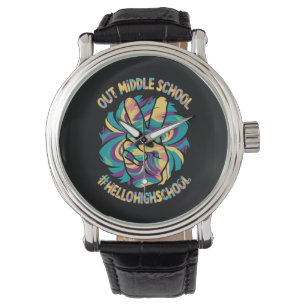 Peace Out Middle Hello High School School Tie Dye  Armbandsur