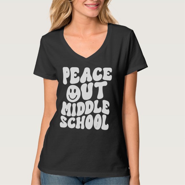 Peace Out Middle School Groovy Hippie Last Day of  T Shirt (Framsida)