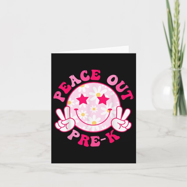 Peace out Pre-k Teacher Student Groovy, förra dage Kort (Framsida)