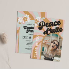 Peace out Retro Boho Arch Photo Studenten Inbjudningar