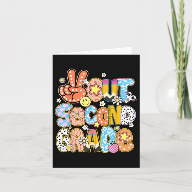 Peace out Second Klass Cute Groovy, 2:a dagen Kort (Framsida)