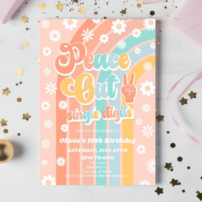 Peace out Single Digits Daisy 10:e Födelsedagsfest Inbjudningar (Skapare uppladdad)