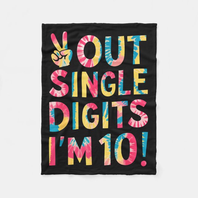 Peace Out Single Digits Im 10 Year Old 10th Birthd Fleecefilt (Framsidan)