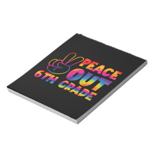 Peace out sjätte Klass Tie Dye förra dagen 6e Klas Anteckningsblock