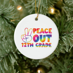 Peace Out Tolvte Klassens Tie Dye Julgransprydnad Keramik