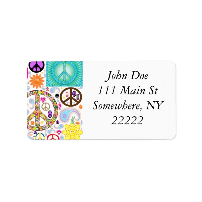 Peace & Paisley Collage Adressetikett (Framsidan)