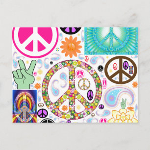 Peace & Paisley Collage Vykort