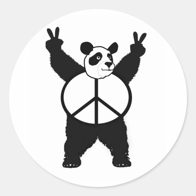 Peace Panda Runt Klistermärke (Framsida)
