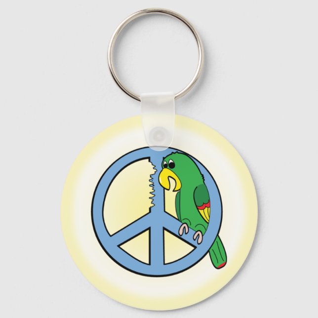 Peace Parrot Keychain Nyckelring (Framsida)