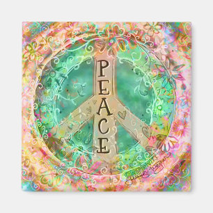 Peace Pastel Söt Colorful Blommigt Inspirief Magnet