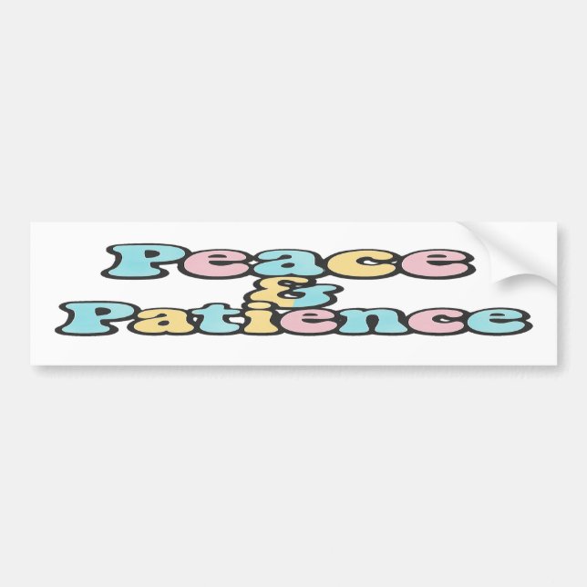 Peace & Patience Retro Pastel Rainbow Bubble Bildekal (Framsidan)
