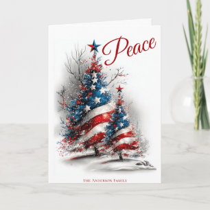 Peace Patriotic Julgran Kort