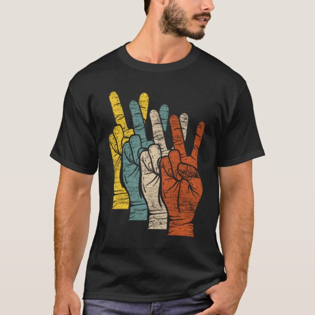 Peace Peace Sign Hands T Shirt (Framsida)
