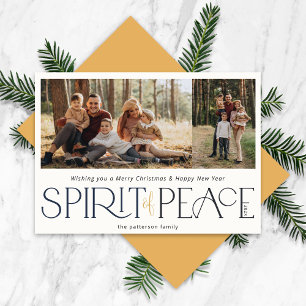 Peace Photo Navy Guld Julkort