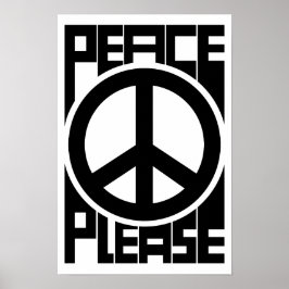 Peace Please Svart Bokstav Poster