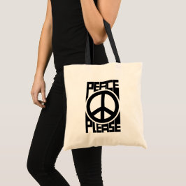Peace Please Svart text Tygkasse