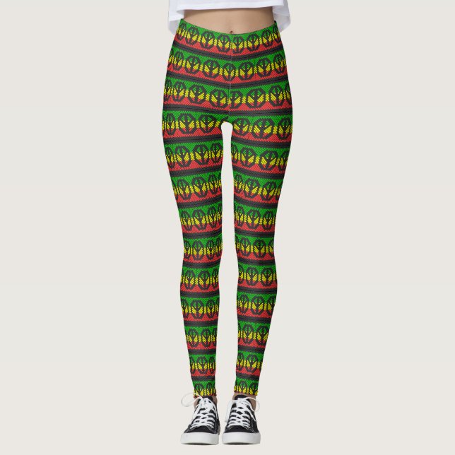 Peace Power - Rasta Freedom - Reggae Yoga Leggings (Framsida)